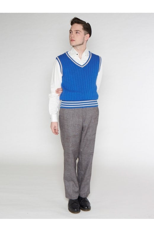 Euston Knitted 40’s 100% cotton Vest Blue