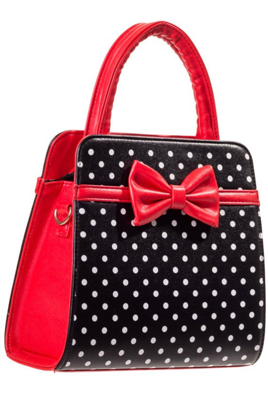 Carla Polkadot Bow Bag Black and Red