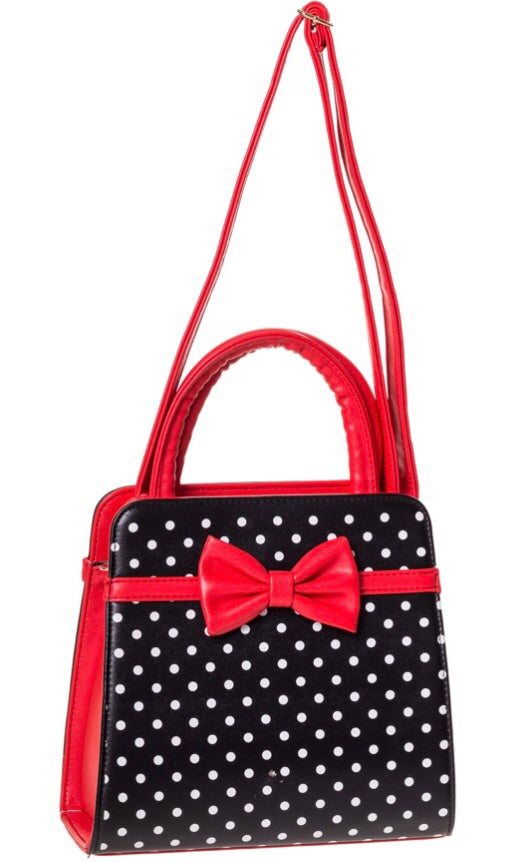Carla Polkadot Bow Bag Black and Red