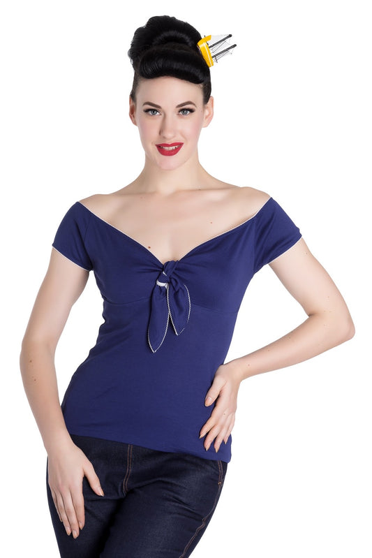 Bardot Stretch Jersey Top Royal Blue
