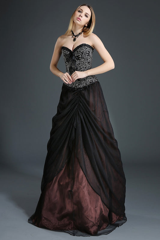 Layered Tulle Gothic Gown Skirt Black and Brown