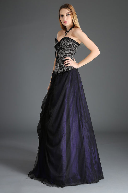 Layered Tulle Gothic Gown Skirt Black and Purple
