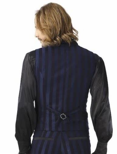 Blue and Black Carnival Stripe Gothic / Steampunk Waistcoat