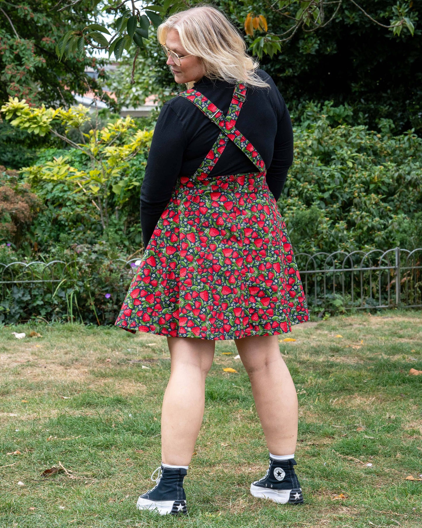 Strawberry Field Stretch Flared Pinafore dress