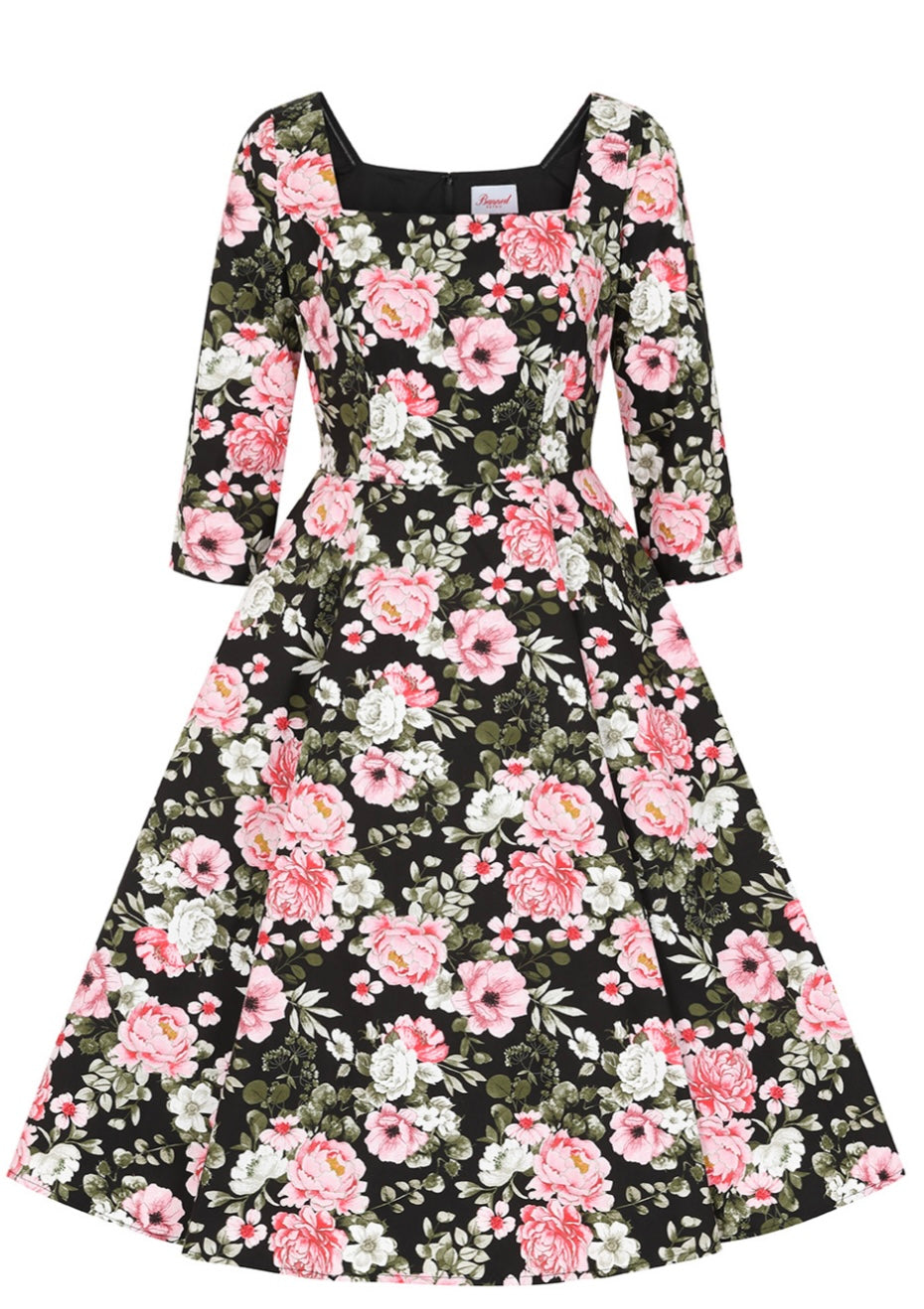 Pink Bloom 3/4 Sleeve Swing Dress
