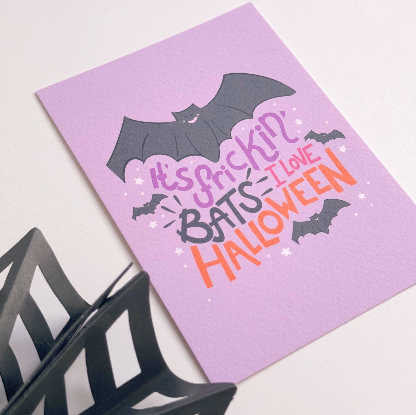It's Frickin' Bats, I Love Halloween Postcard | Funny Quote