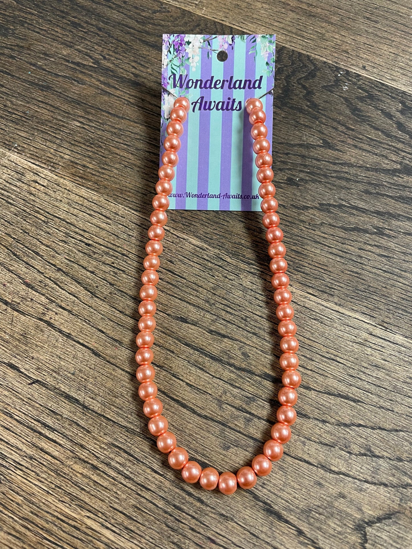 Orange Faux Pearl Necklace