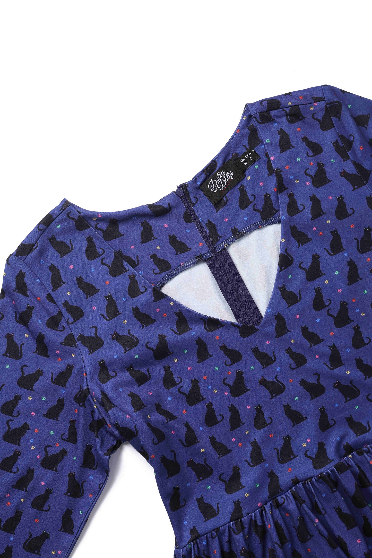 Billie Purple V-Neckline Cat Silhouette Print Dress