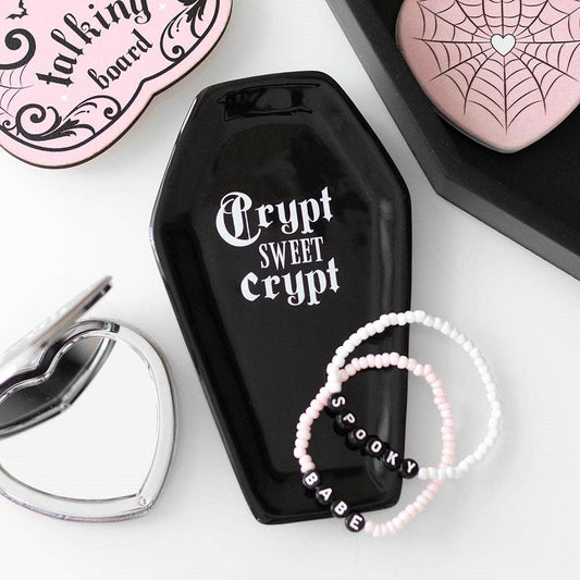 Crypt Sweet Crypt Gothic Halloween Coffin Shaped Trinket Tray