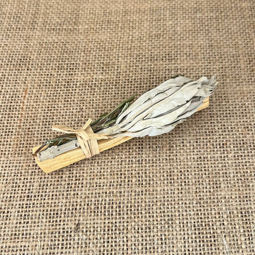Mini Smudge Cluster, White Sage with Palo Santo and Rosemary