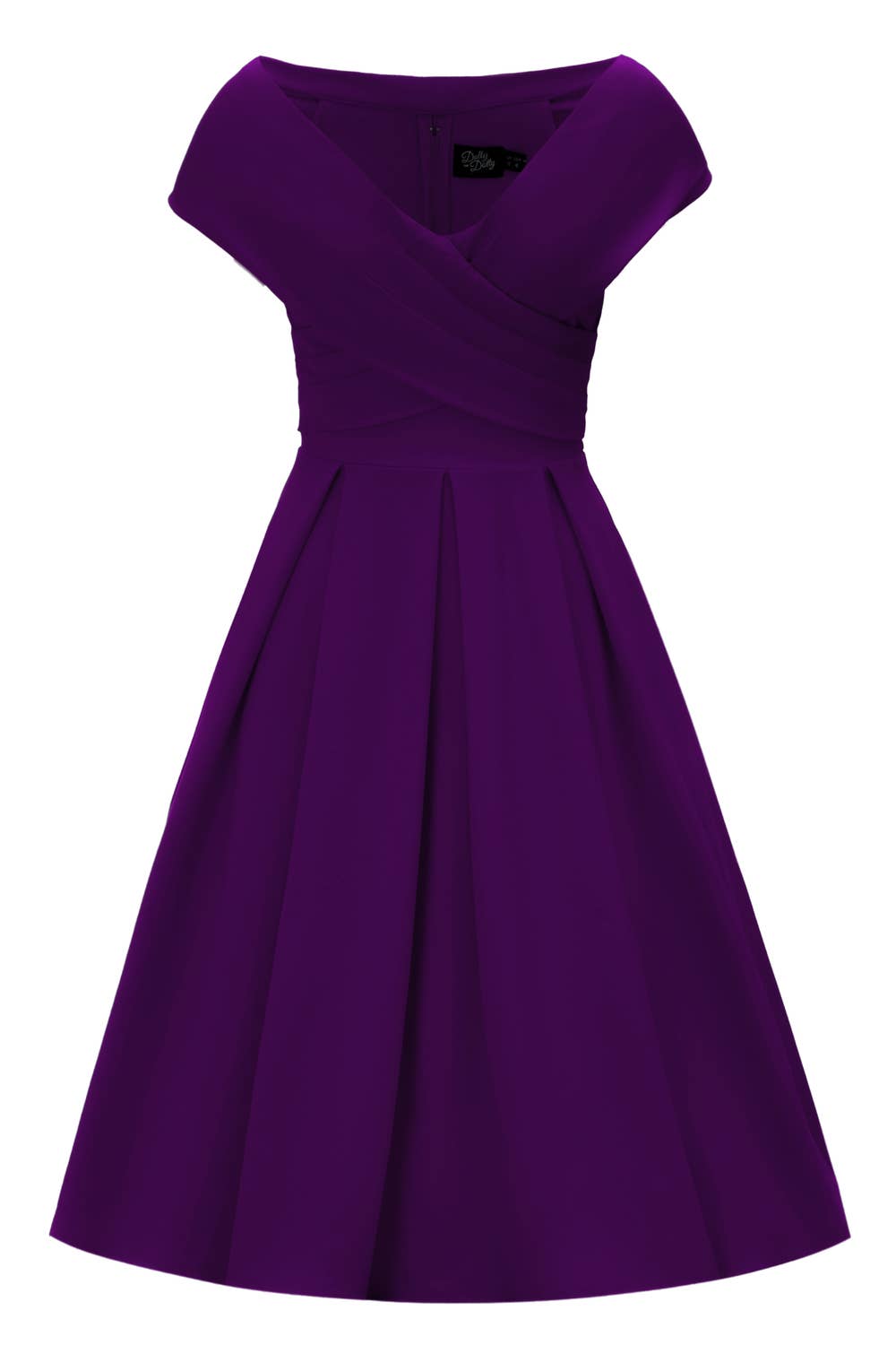 Beverly Purple Cross-Over-Off-Shoulder Midi Dress