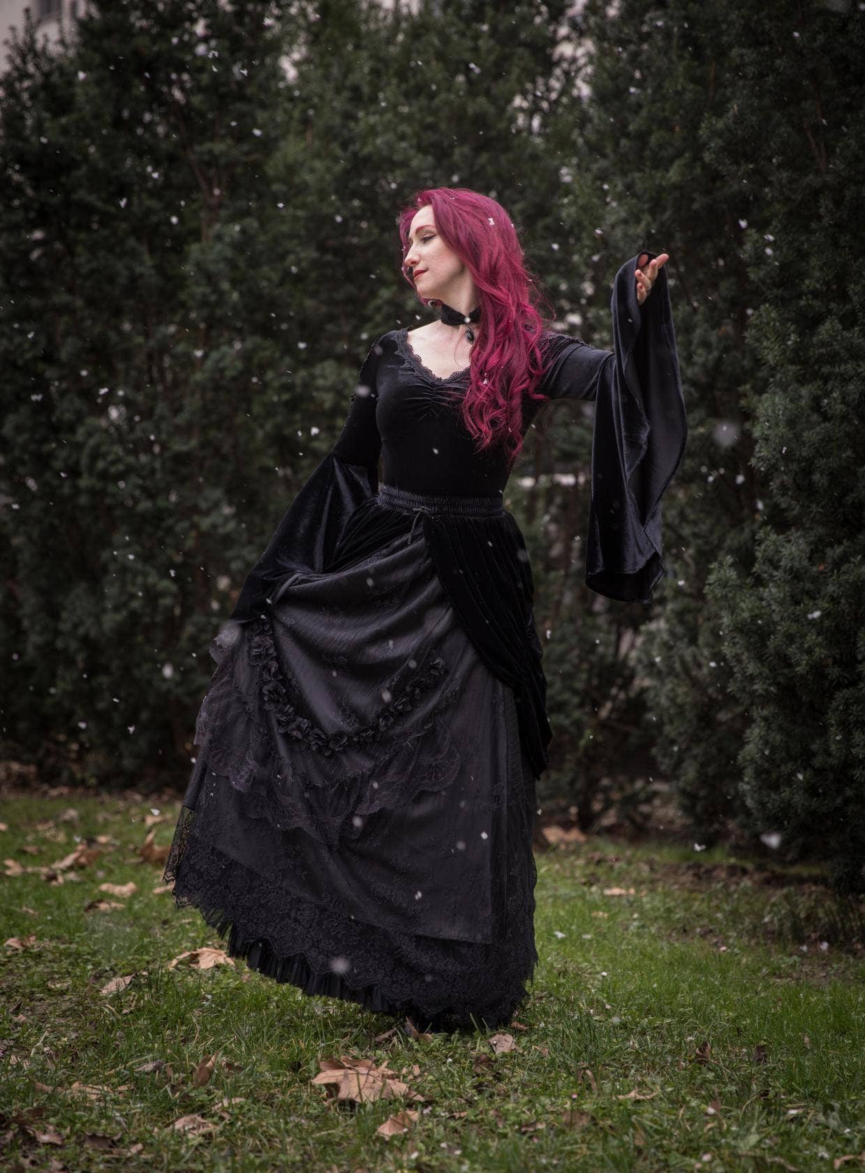 Dark In Love Violet Black Velvet Top