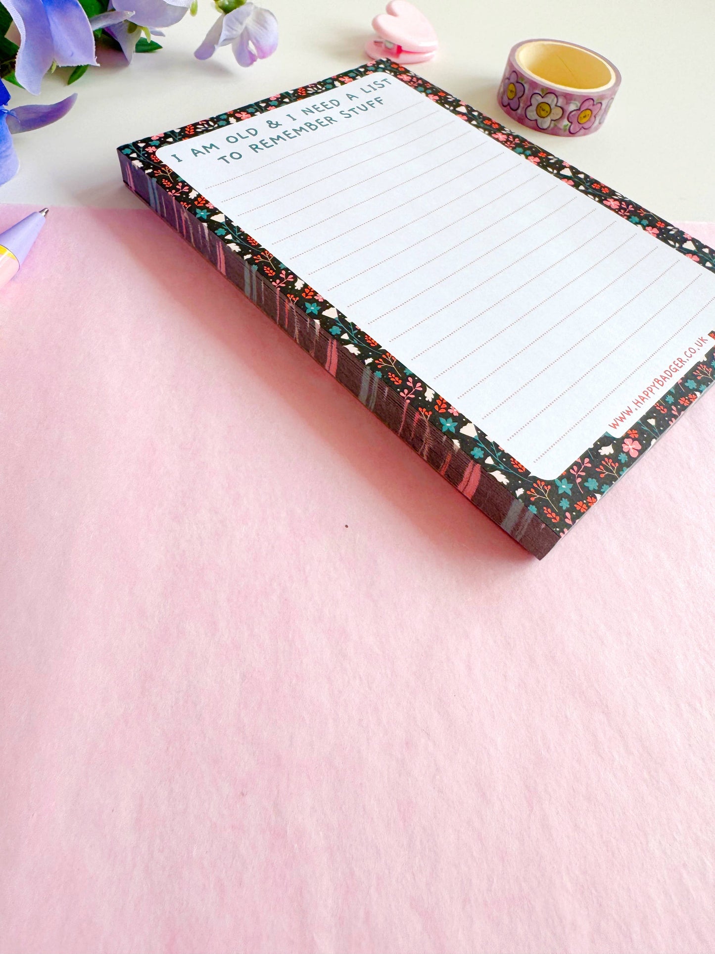 Funny Floral Notepad | A6 Lined Notepad with 100 Pages