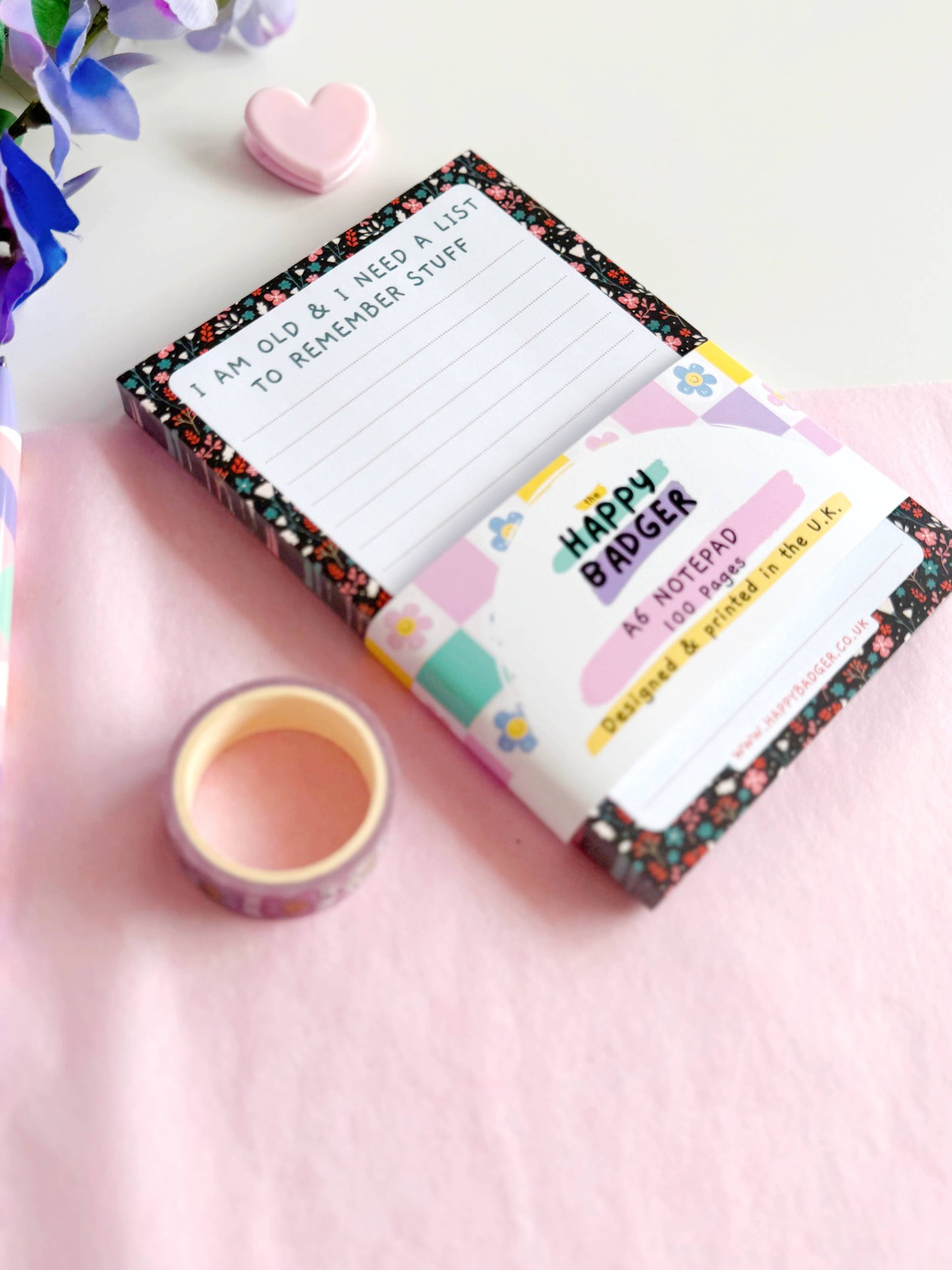 Funny Floral Notepad | A6 Lined Notepad with 100 Pages