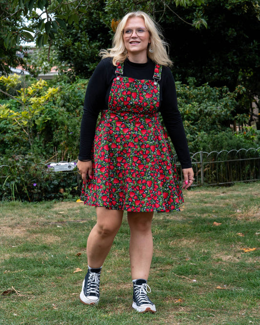 Strawberry Field Stretch Flared Pinafore dress