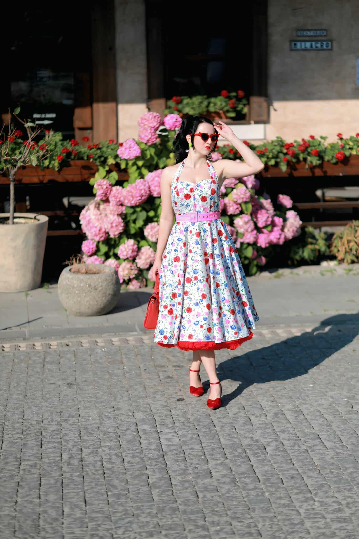 Daisy White Rose Halter Dress