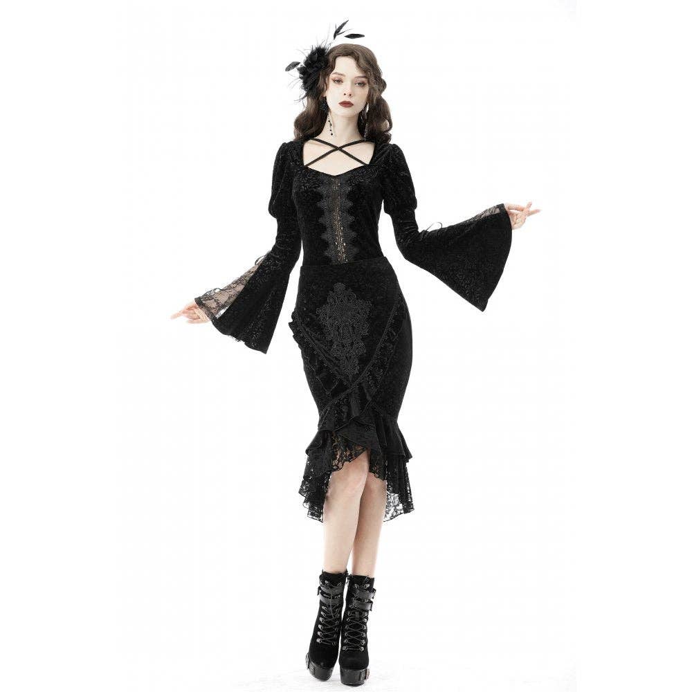 Dark In Love Zira Velvet Fishtail Skirt