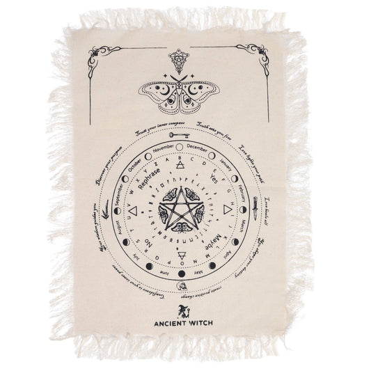 Ancient Witch Pendulum Divination Cloth: Mystic Moth - Divination Cloth - Natural & Black