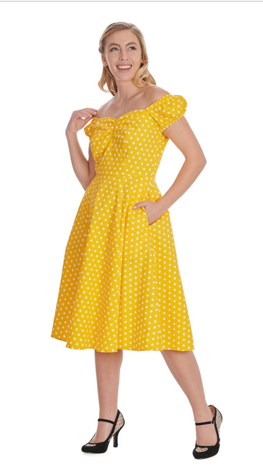 Sweet Spot Yellow Swing Dress