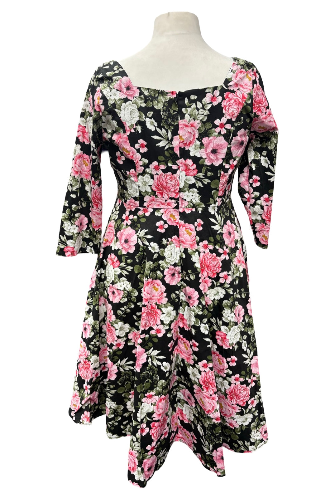 Pink Bloom 3/4 Sleeve Swing Dress