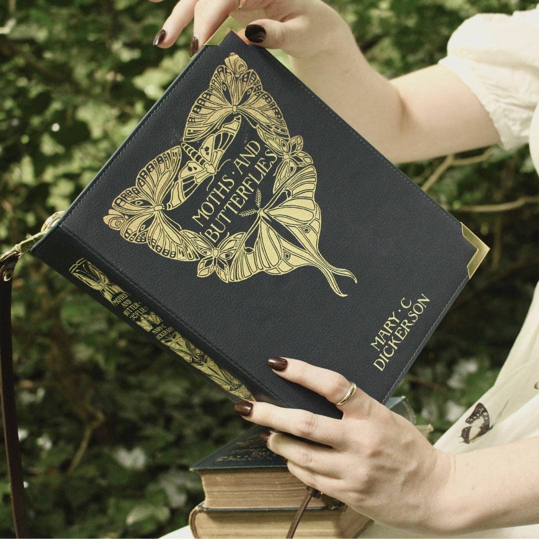 Moths and Butterflies Book Handbag Crossbody Purse: Small
