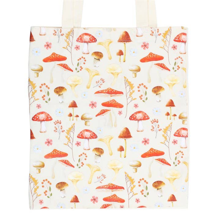 Mushroom Print Cotton Tote Bag