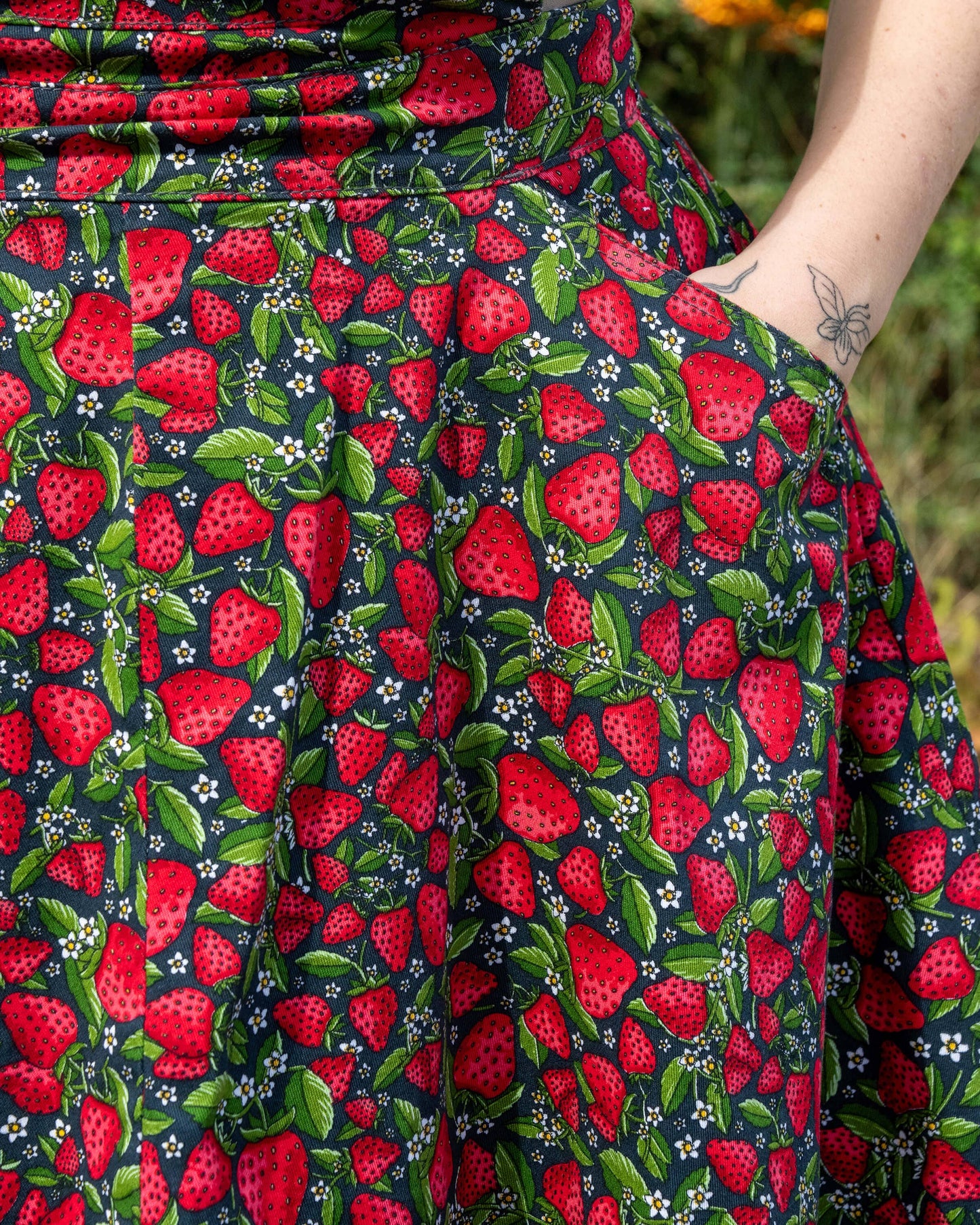Strawberry Field Stretch Flared Pinafore dress
