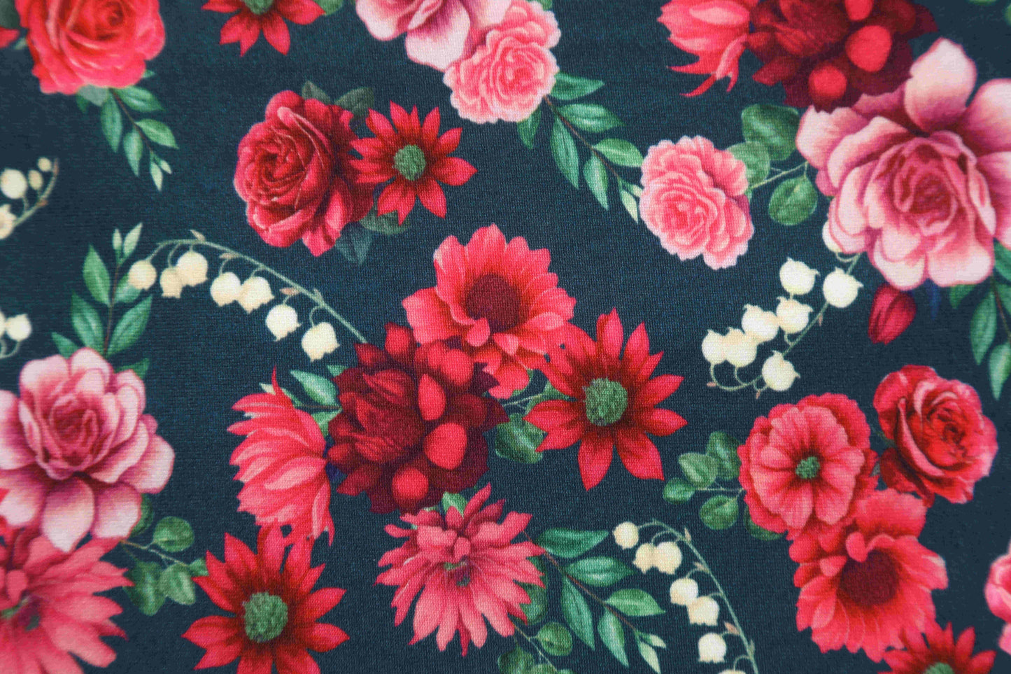 Julia Petrol Blue 50s Style Floral Print Swing Dress