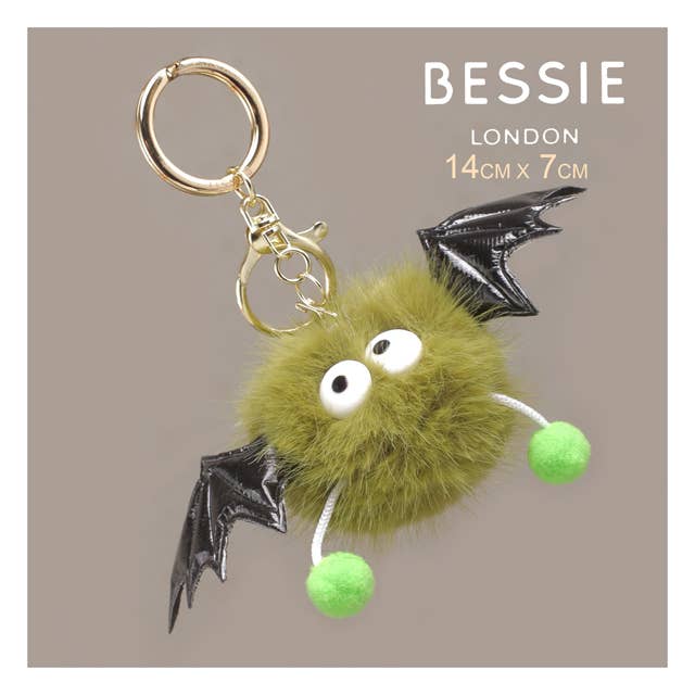 Fluffy Bat Bag Charm Green