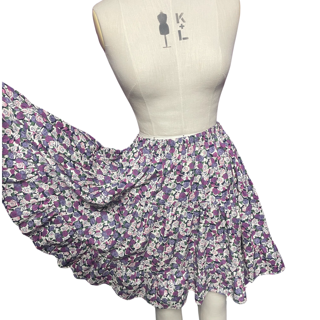 Roses & Scissors 3 Tier Full Skirt. One of a kind.