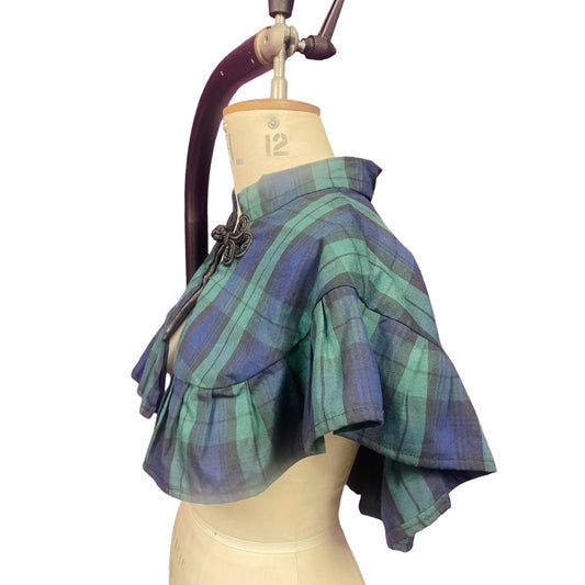 Frilled Capelet in Blackwatch Tartan