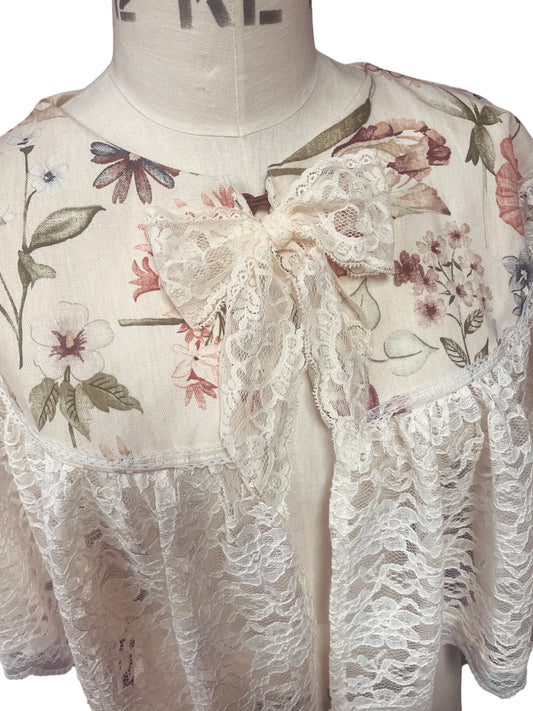 Botanical Capelet with Repurposed Fabrics & vintage Lace