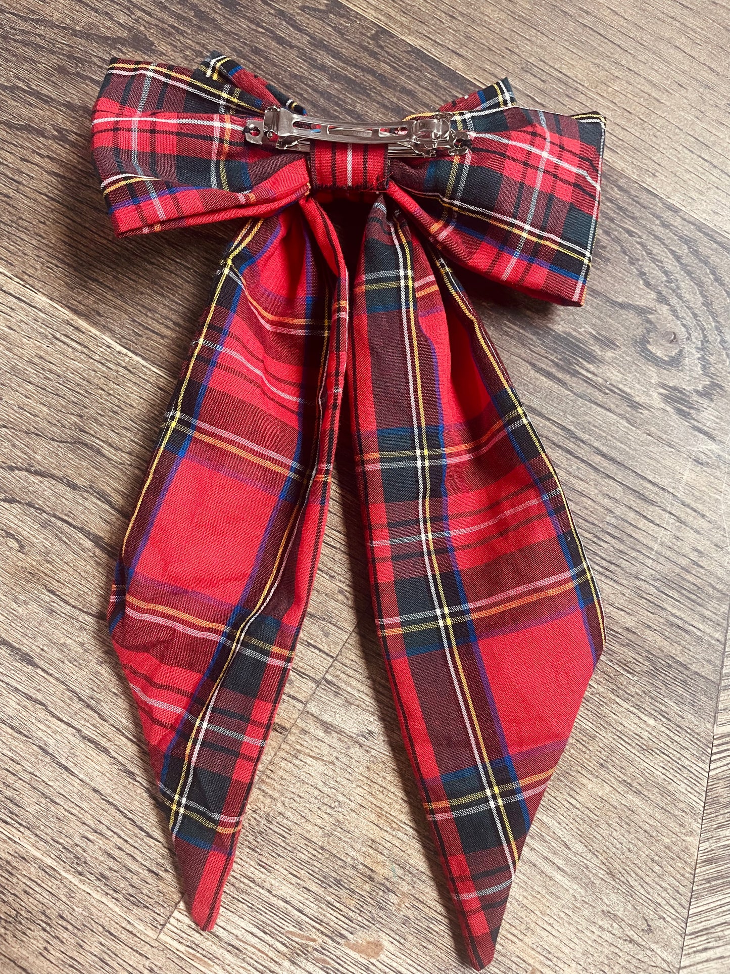 “Alice” Bow Hair Barrette in Red Royal Stewart Tartan