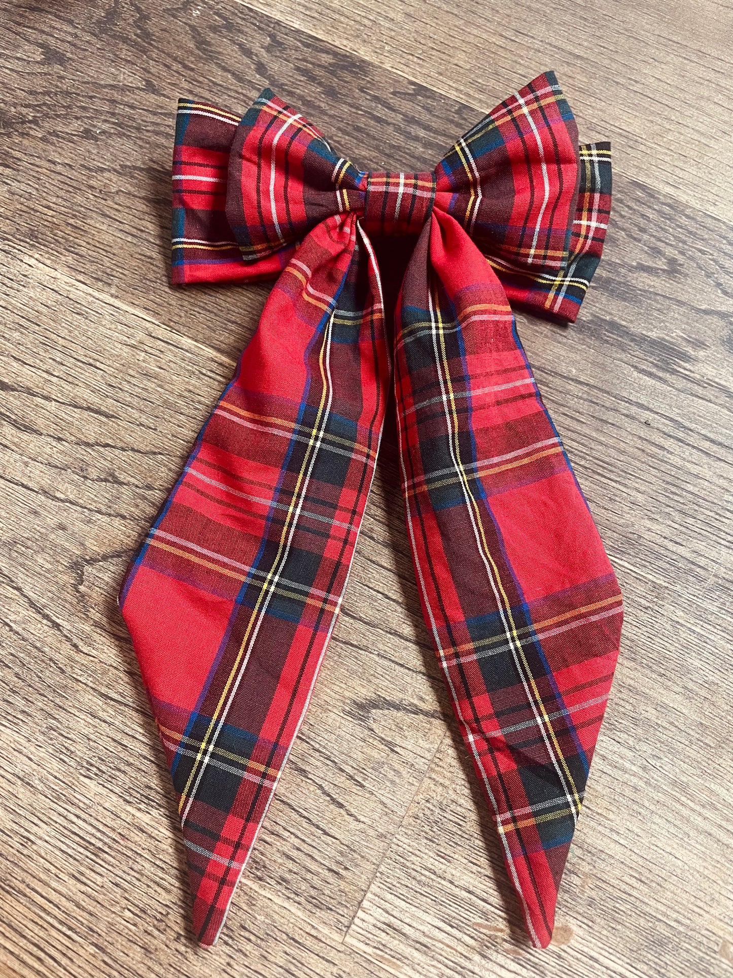 “Alice” Bow Hair Barrette in Red Royal Stewart Tartan