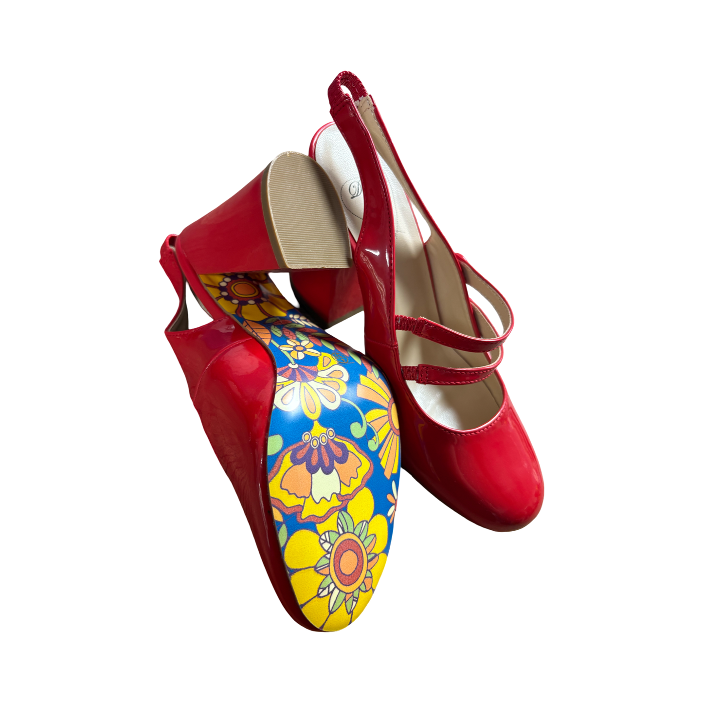 Red Retro Chunky Heel Shoes