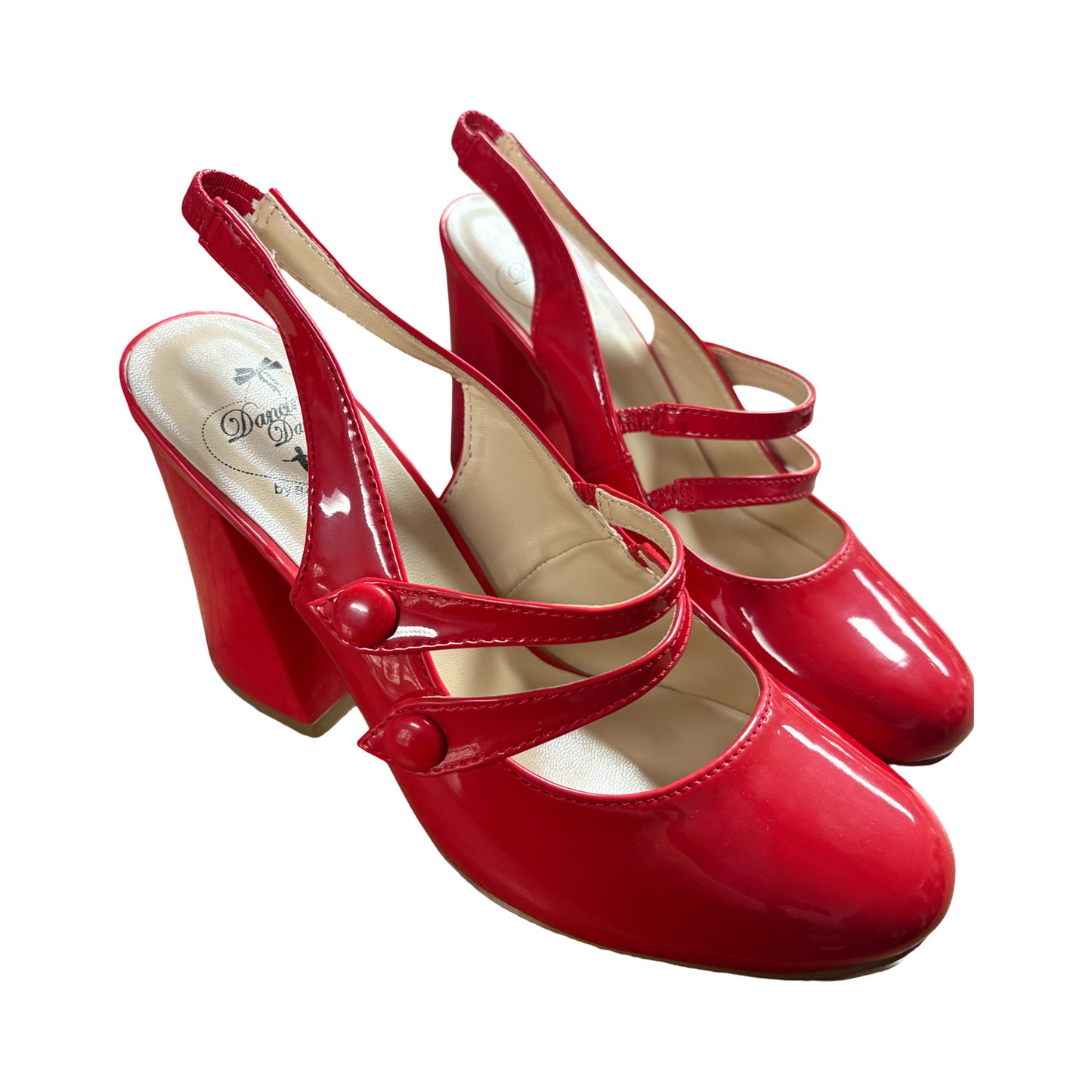 Red Retro Chunky Heel Shoes
