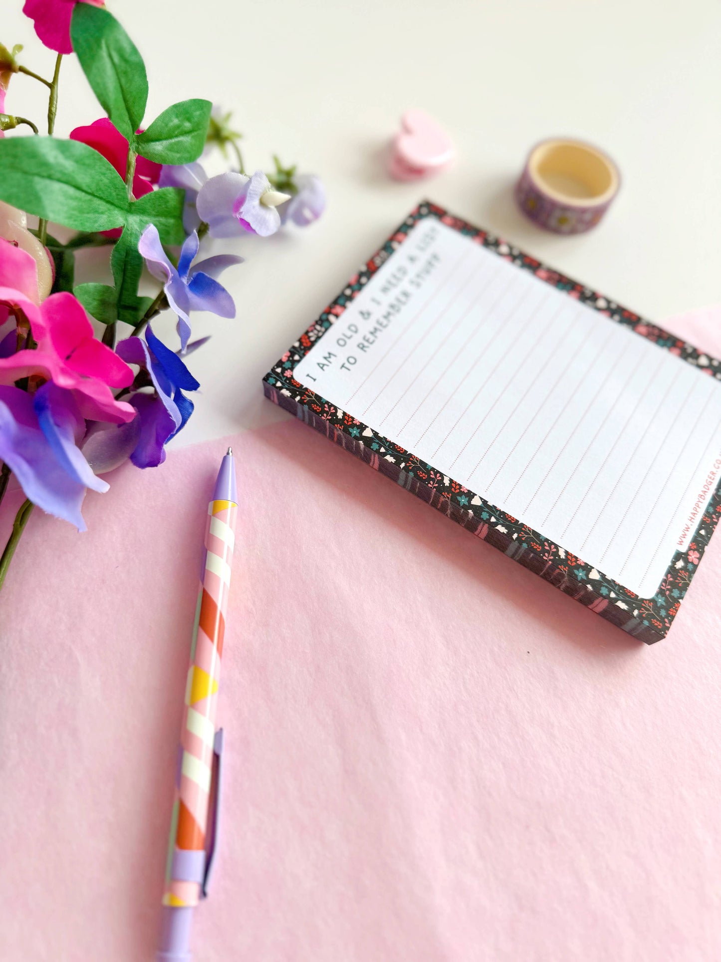 Funny Floral Notepad | A6 Lined Notepad with 100 Pages