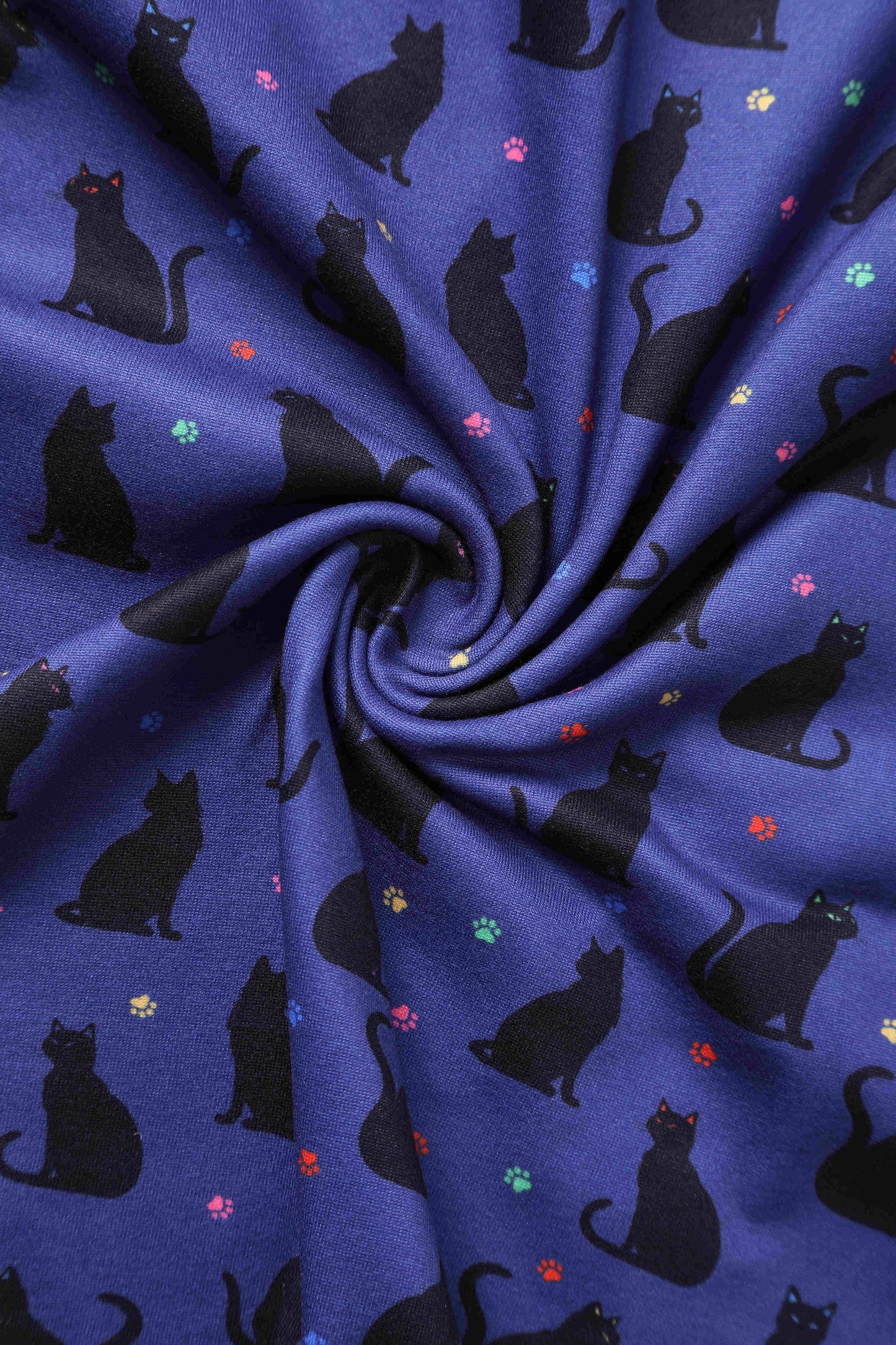 Billie Purple V-Neckline Cat Silhouette Print Dress