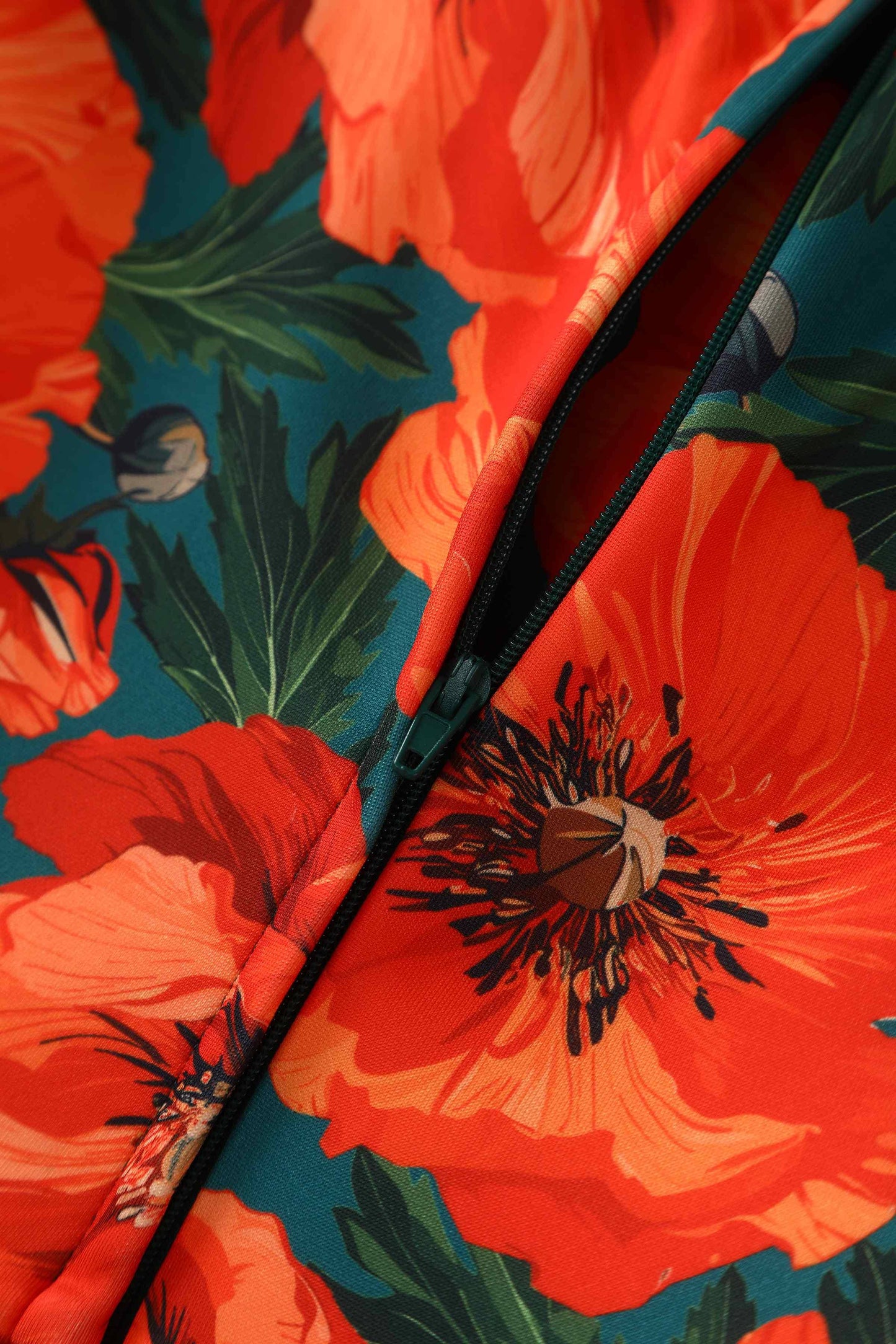 Beverly Green Cross-Over-Off-Shoulder Orange Poppies Dress