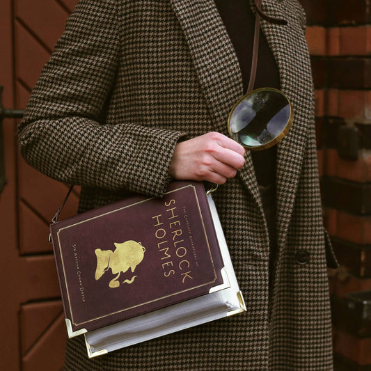 Sherlock Holmes Silhouette Book Crossbody Vegan Handbag Large