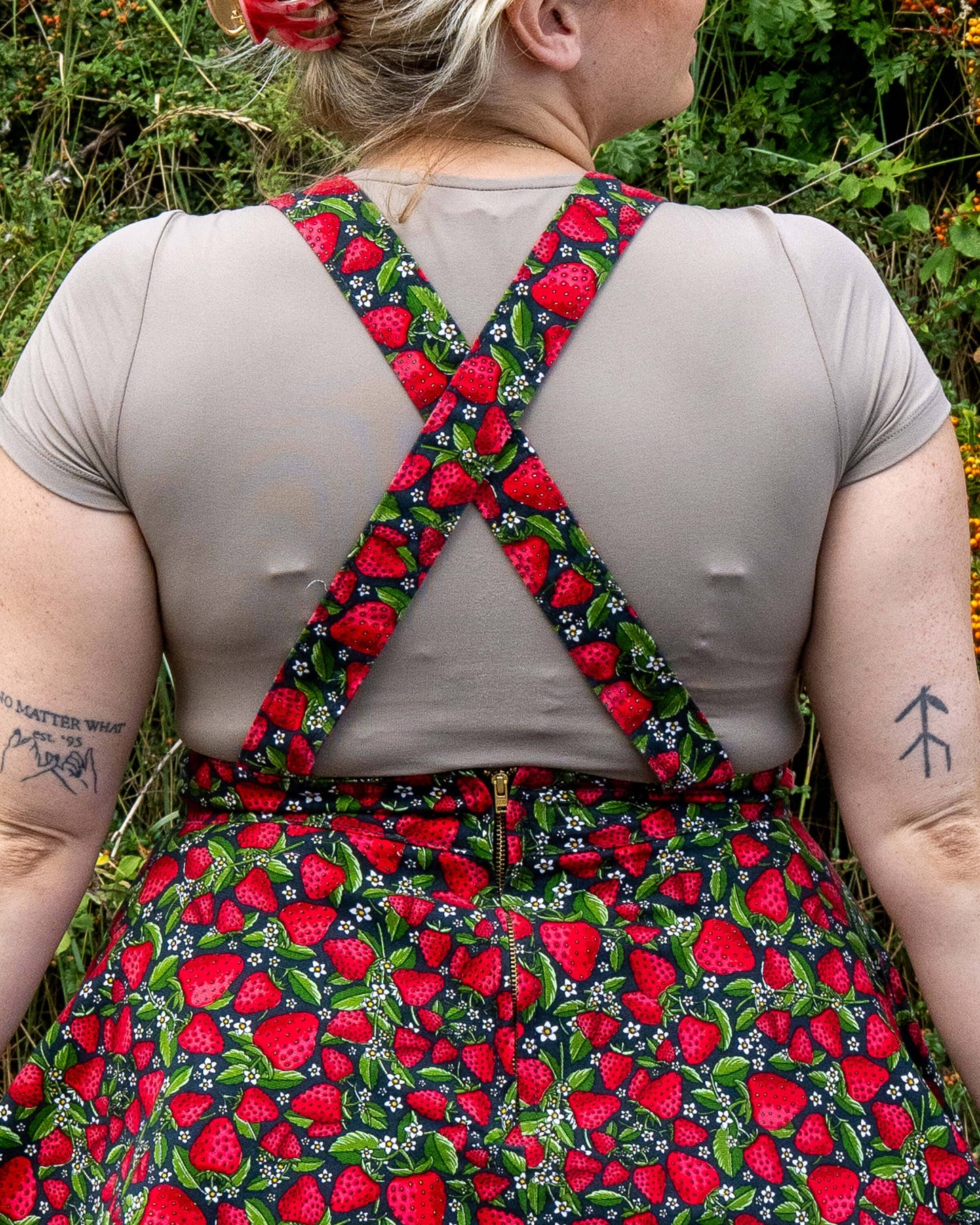 Strawberry Field Stretch Flared Pinafore dress