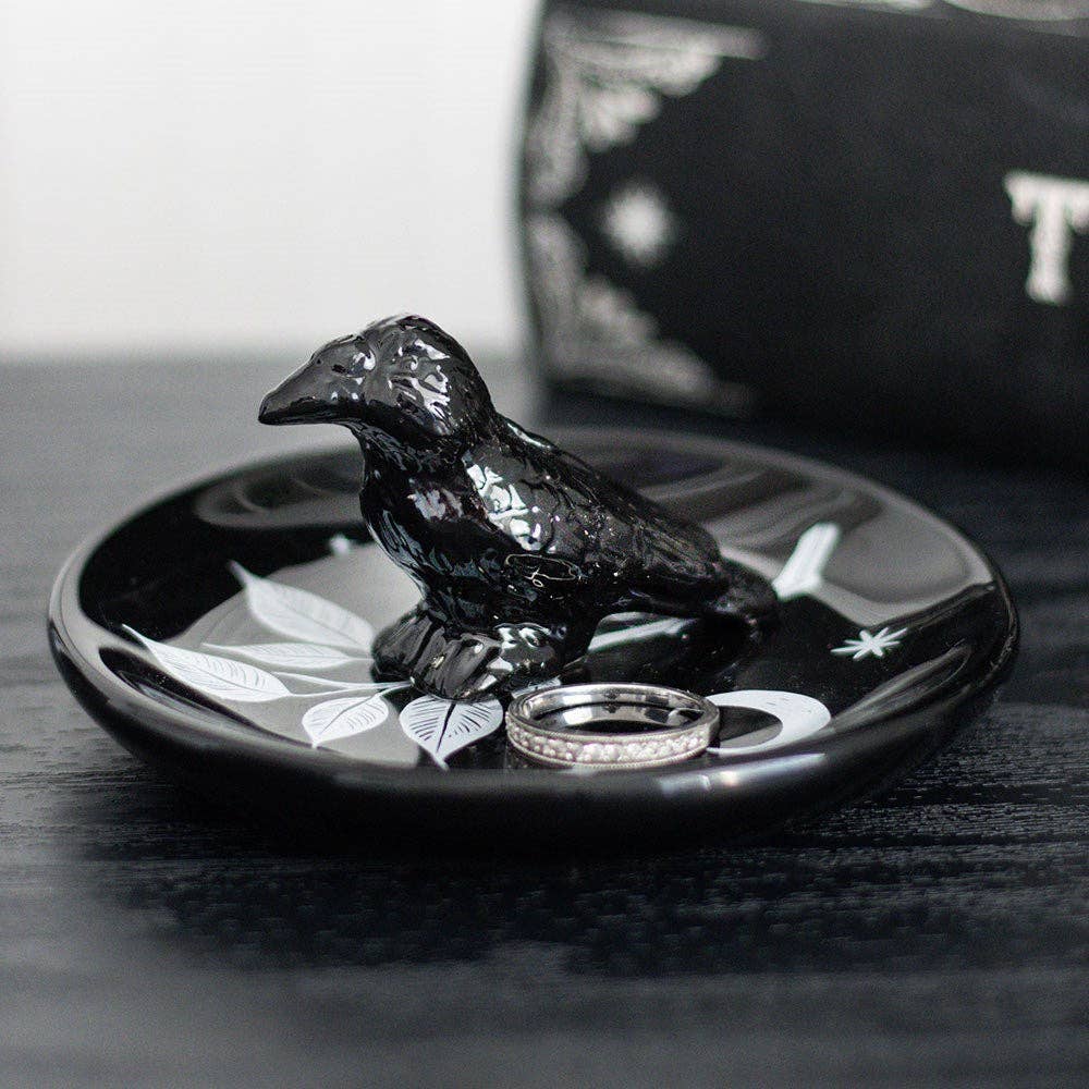 Mystic Raven Gothic Halloween Trinket Dish