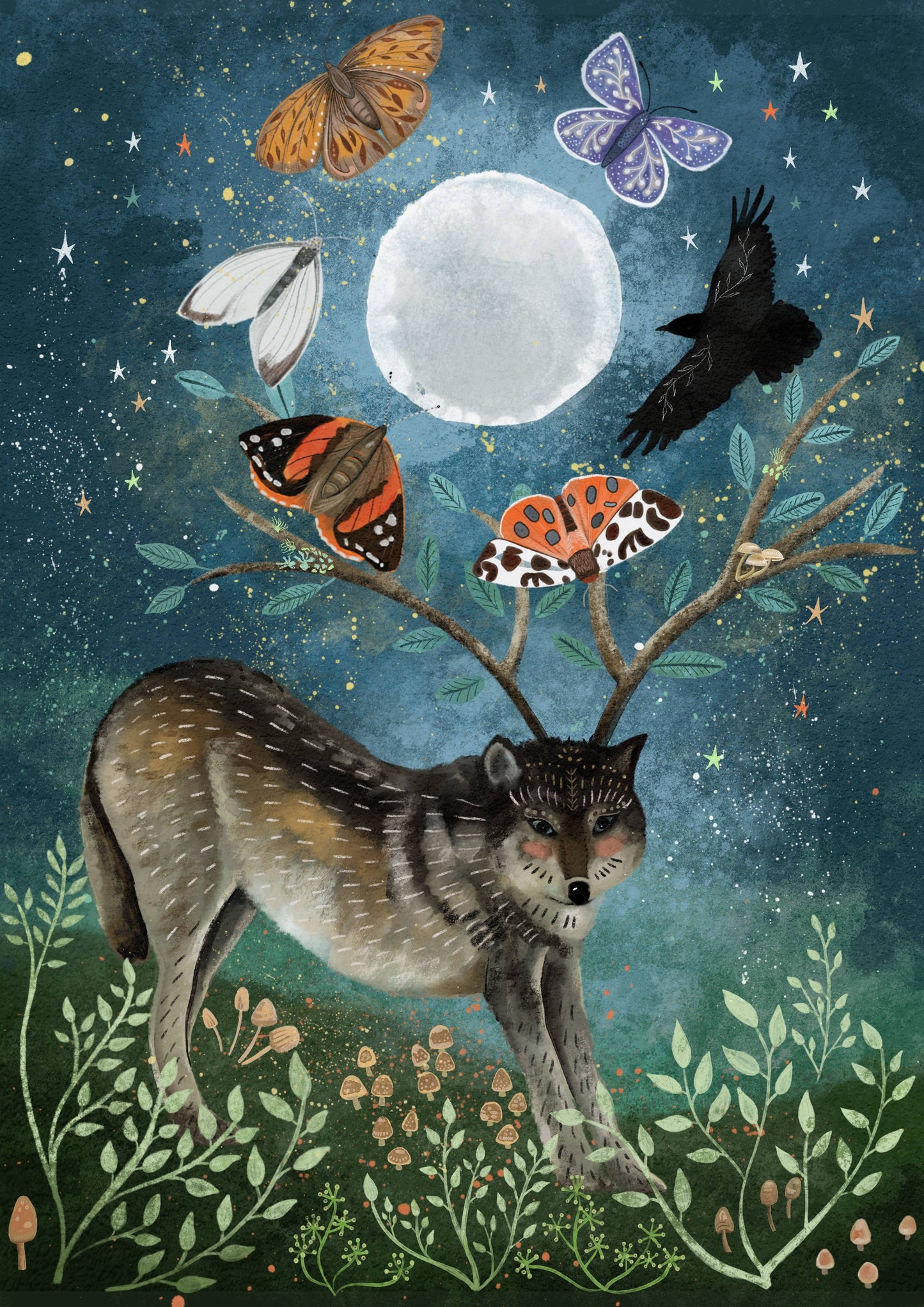 Wolf moon Greeting Card