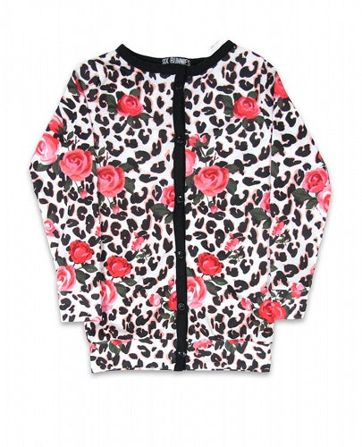 Children's Leopard and roses Cardigan White SALE WAS £19 NOW £10