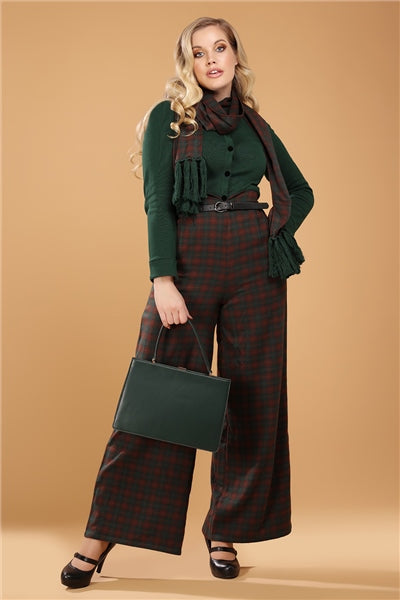 Monet Woodland Pine Checked Trousers with Belt