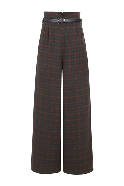 Monet Woodland Pine Checked Trousers with Belt