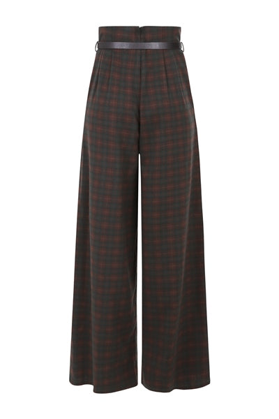 Monet Woodland Pine Checked Trousers with Belt