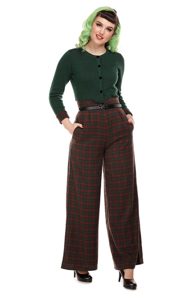 Monet Woodland Pine Checked Trousers with Belt