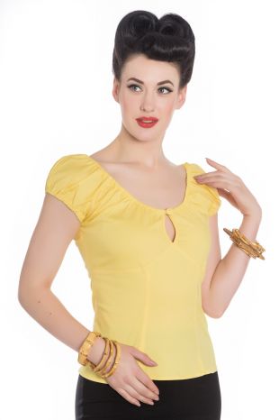 Classic cotton Gypsy Top with keyhole Yellow