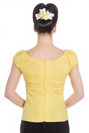 Classic cotton Gypsy Top with keyhole Yellow